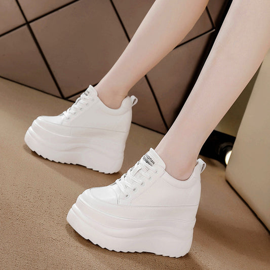 Women's High Spring Lace Up Small Wedge Casual Shoes