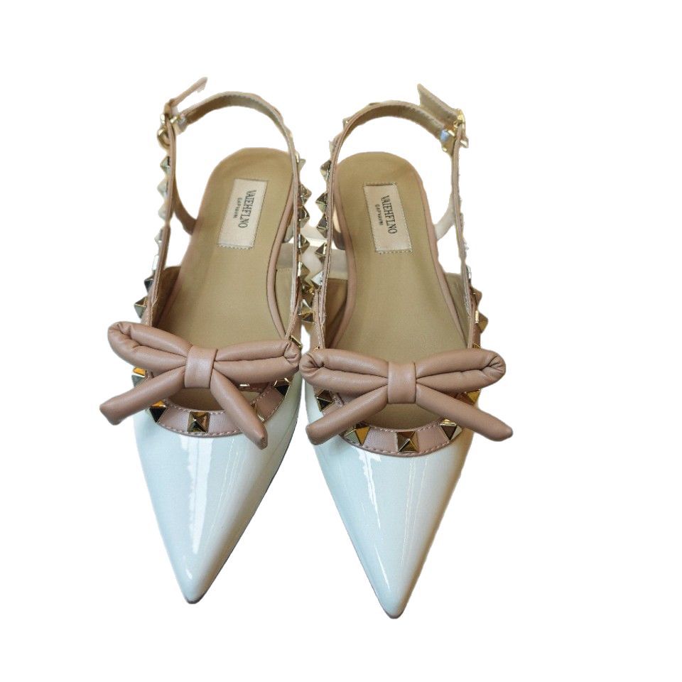Women's Flats Closed Toe Rivet Bow For Heels