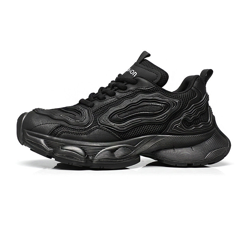 Men's Paris Black Dad Trendy Korean Style Versatile Heightened Sneakers