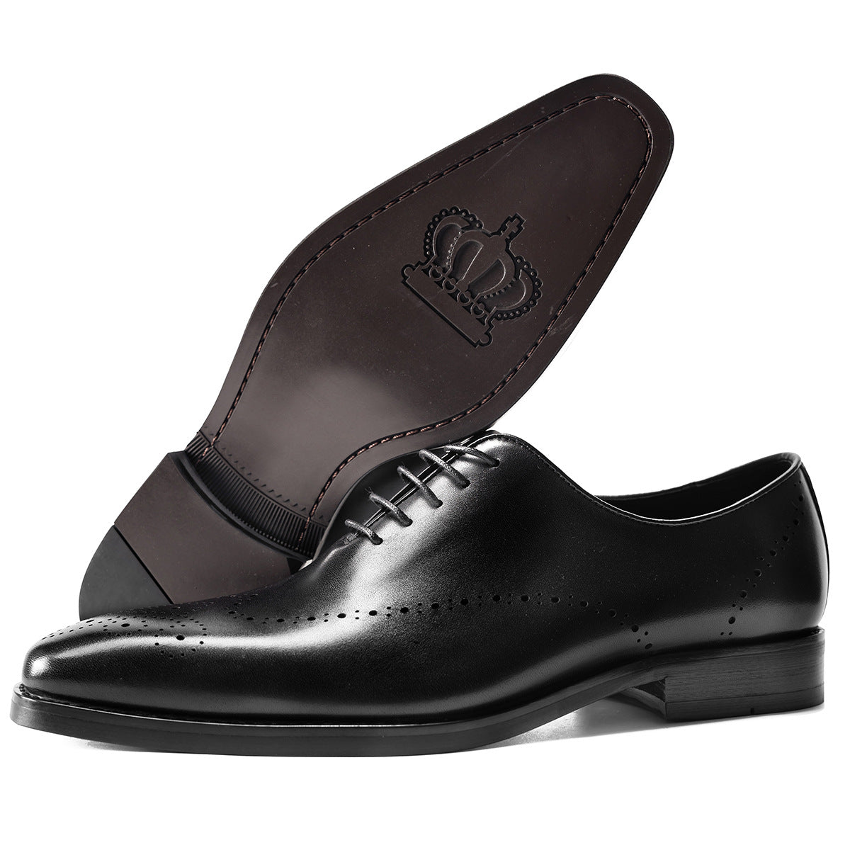 Men's Business Formal Wear Cowhide Pointed Retro Leather Shoes