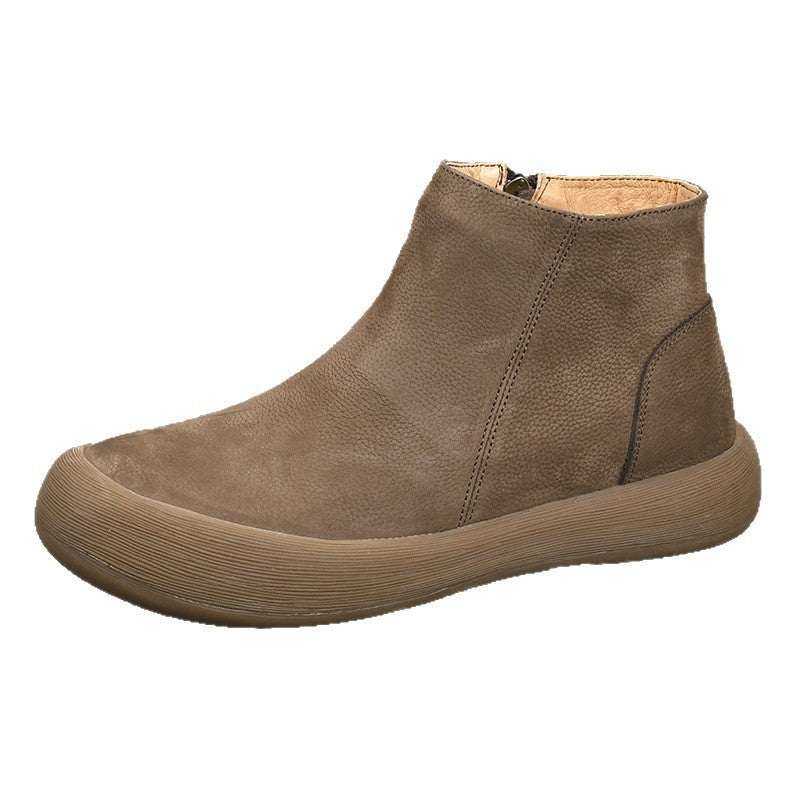 Layer Cowhide Cotton Retro Platform Single Lining Slip-on Men's Casual Leather Shoes