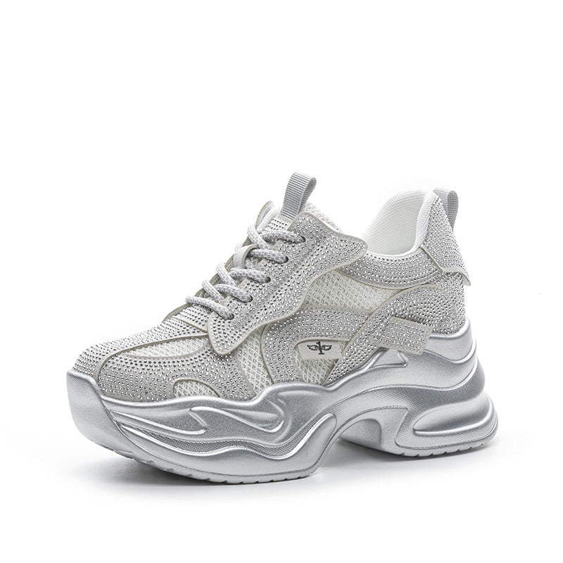 Women's Platform Muffin Height Increasing Insole Dad Mesh Breathable Light Running Sneakers