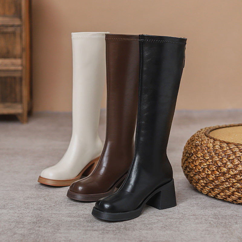 Children's Thick High-heeled Thigh Below The Knee Boots