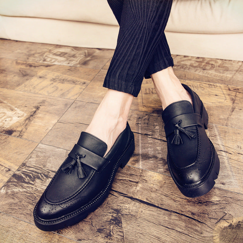 Men's Frosted Suede Club Hairdresser Height Increasing Insole Leather Shoes