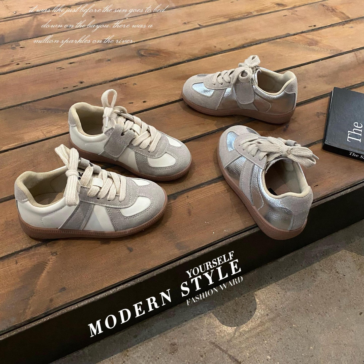Children's Retro Moral Training Four Velcro Fashion Kid's Sneakers