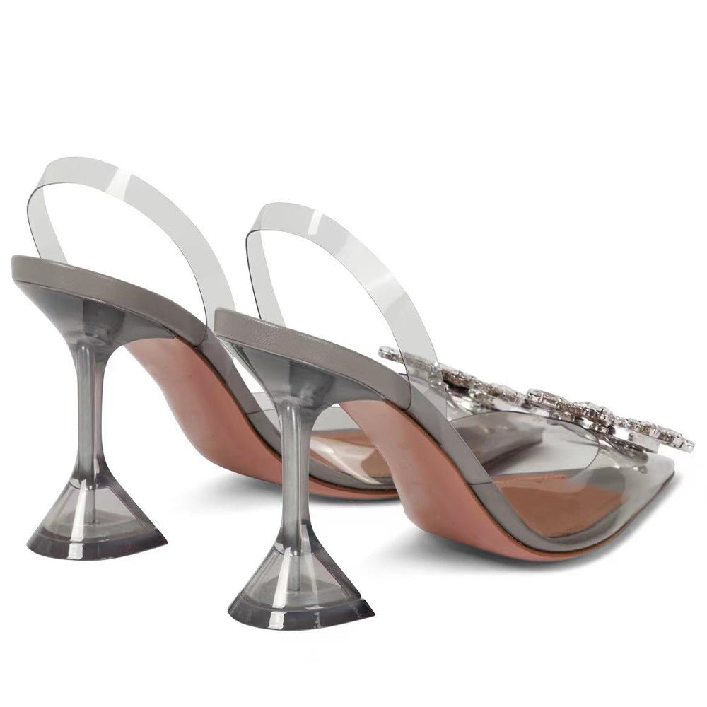 Pointed Transparent Cool Summer Butterfly Rhinestone Heels