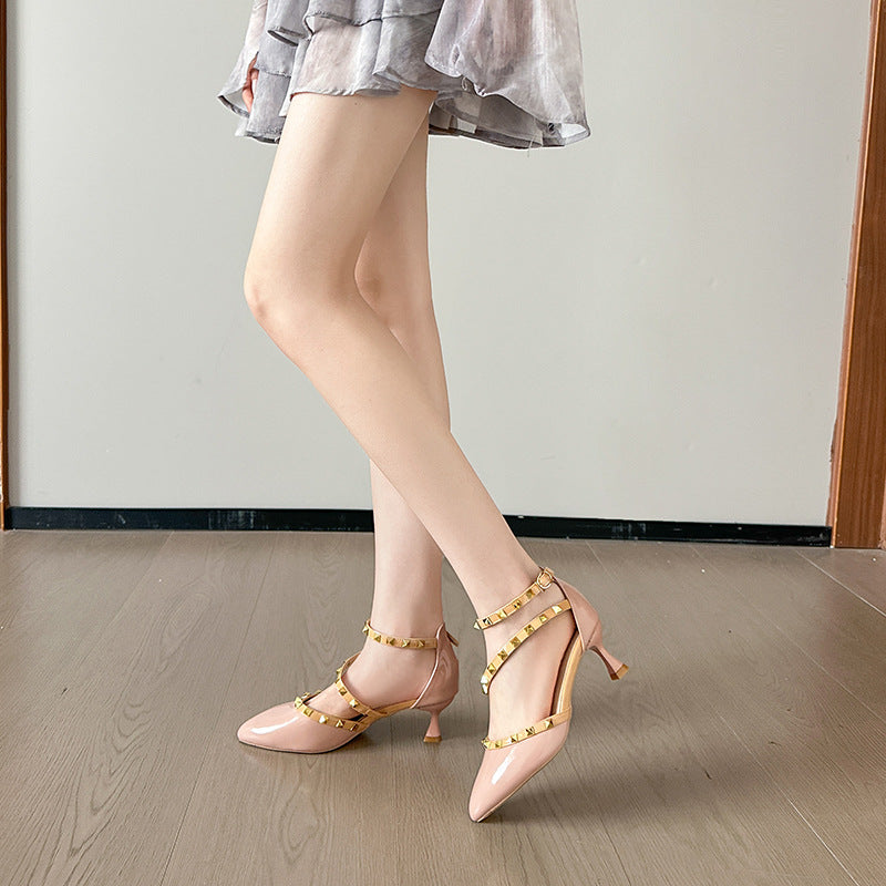 Women's Fat Feet Widened Fattened Plus Size Rivet Heels