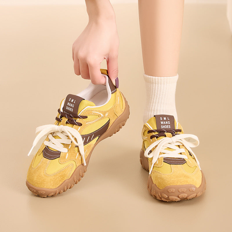 Women's Platform German Training Spring Versatile White Lightweight Casual Shoes