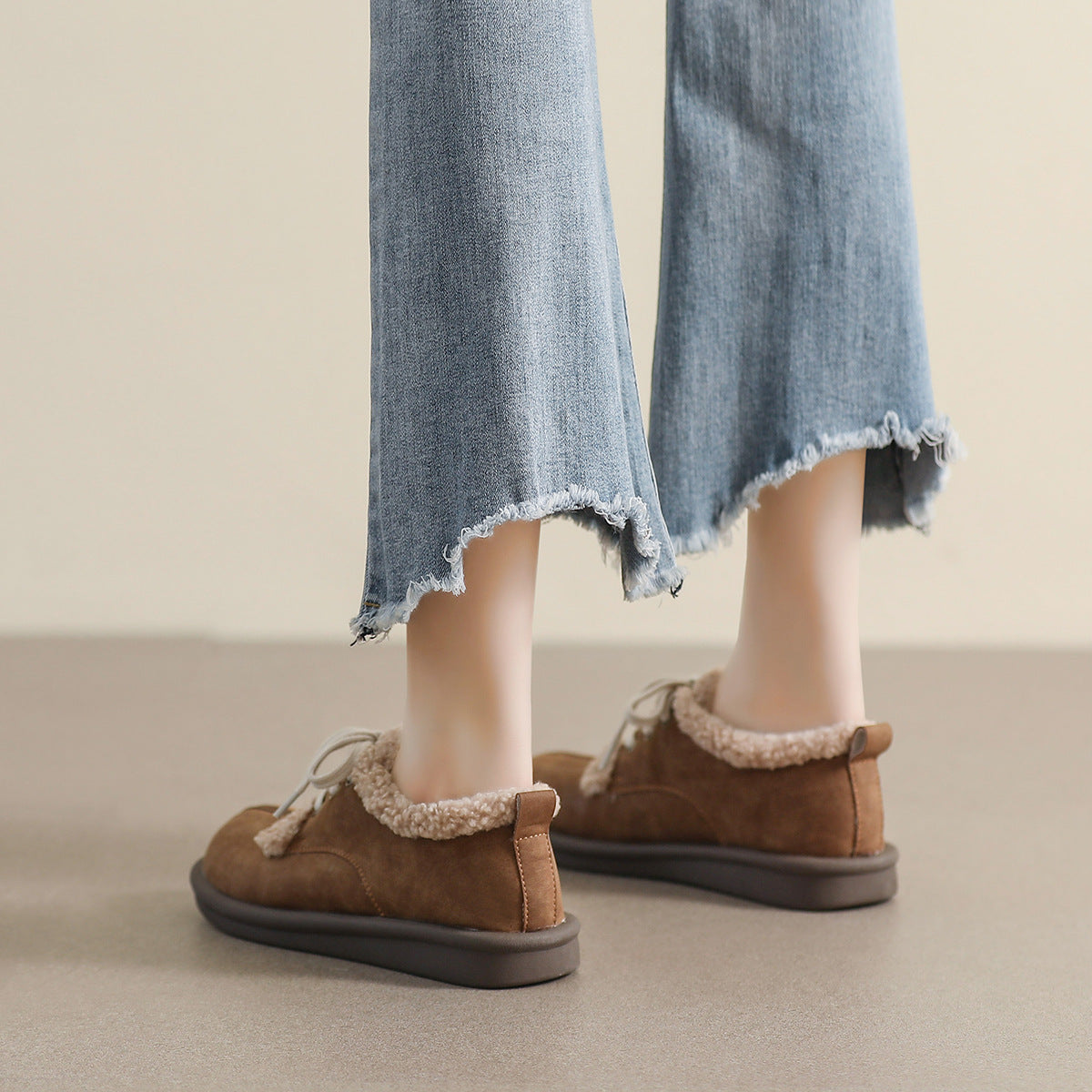 Women's Fluffy Outer Wear Winter Pumps Fleece-lined Loafers