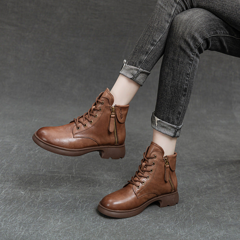 Women's Top Layer Cowhide Martin Autumn Genuine Boots