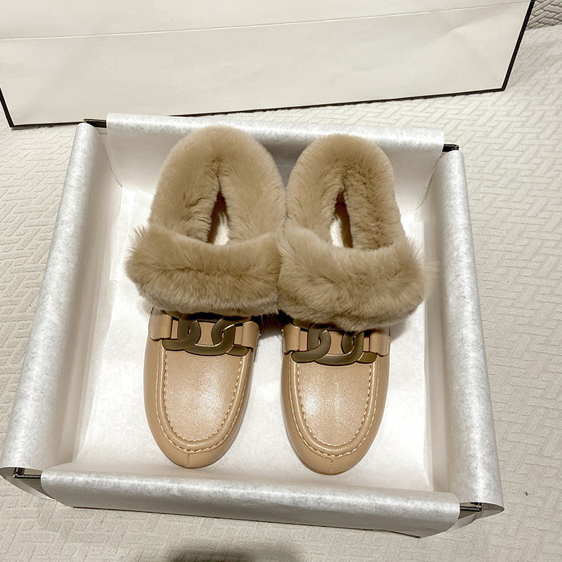 Women's Fur Winter Fleece-lined Rabbit Thermal Cotton Snow Boots