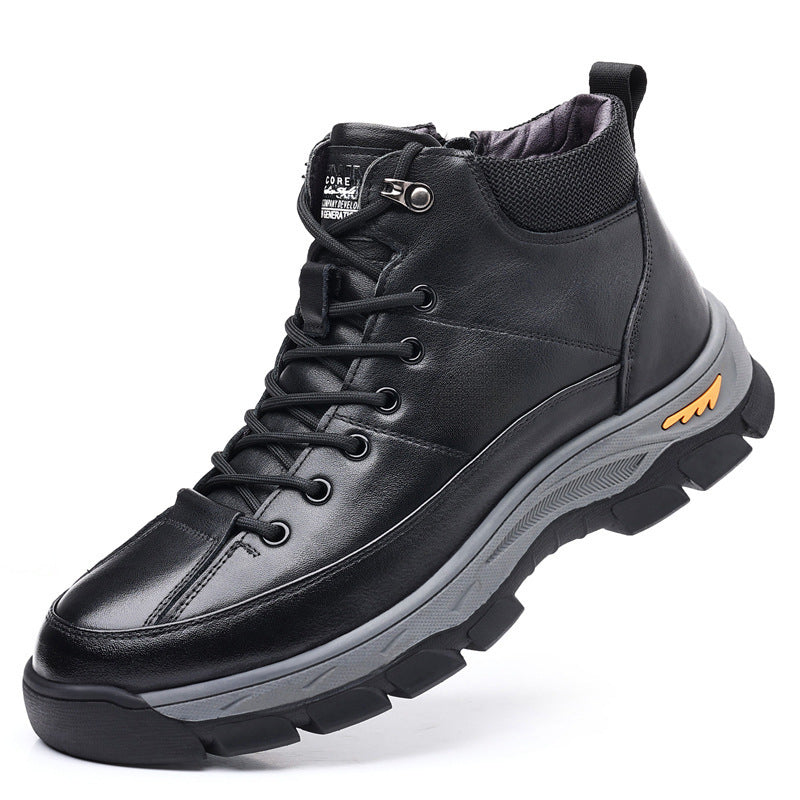 Men's Layer Cowhide Fur Cotton Genuine Lace Men's Shoes