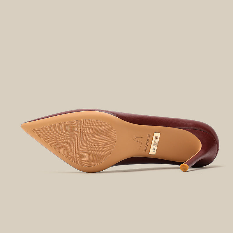 Women's Red Pumps Stiletto Pointed Toe Low-cut High Professional Korean Style Women's Fashion Shoes