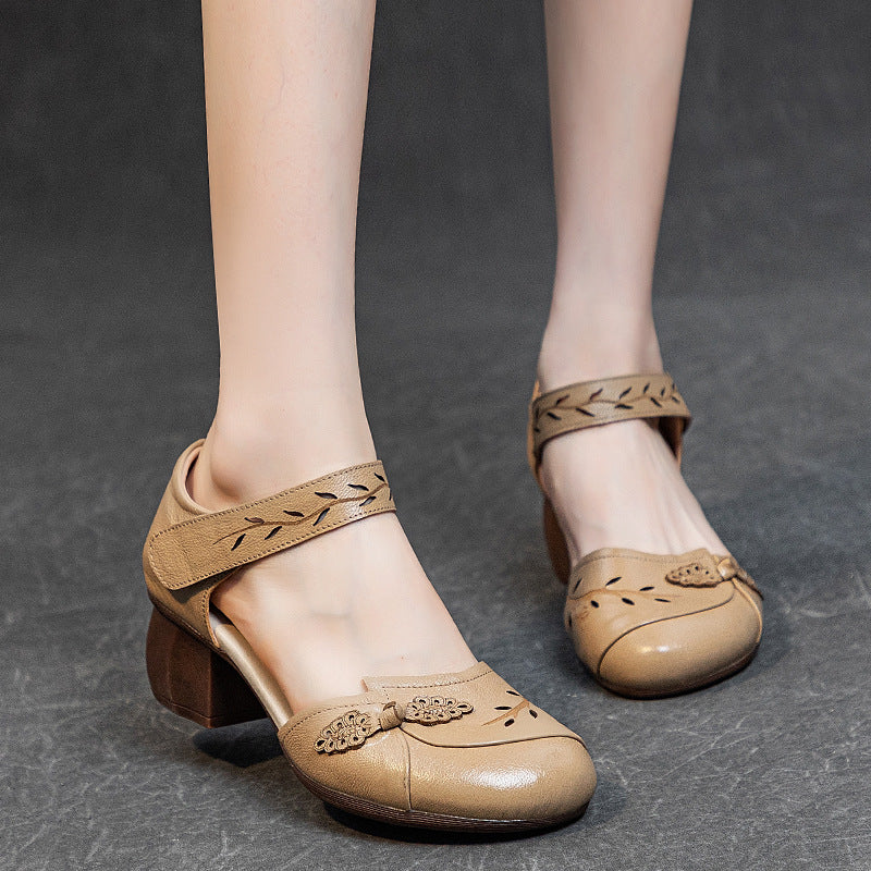 Women's Summer Retro Chinese Style Closed Toe Heels