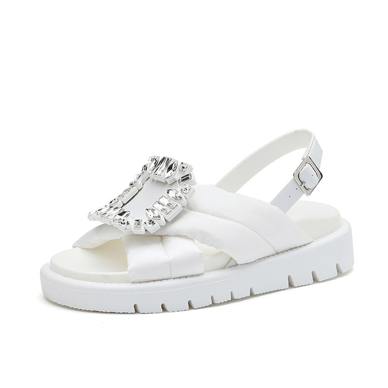 Women's Buckle Flat Platform Genuine Fashion Fashionable Sandals