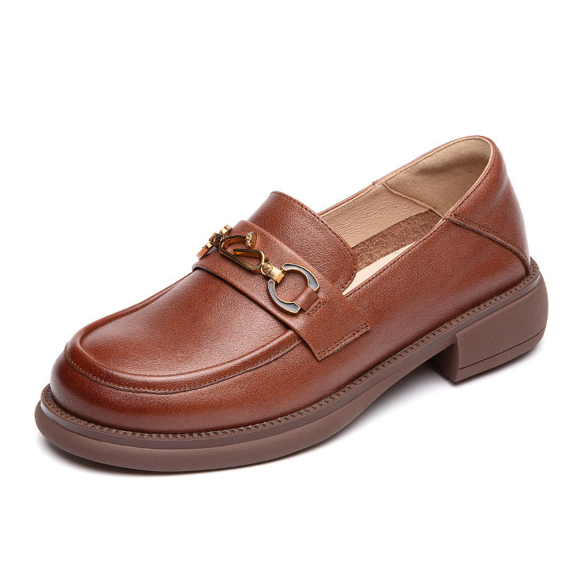 Women's First Layer Cowhide One Pedal British Style Loafers