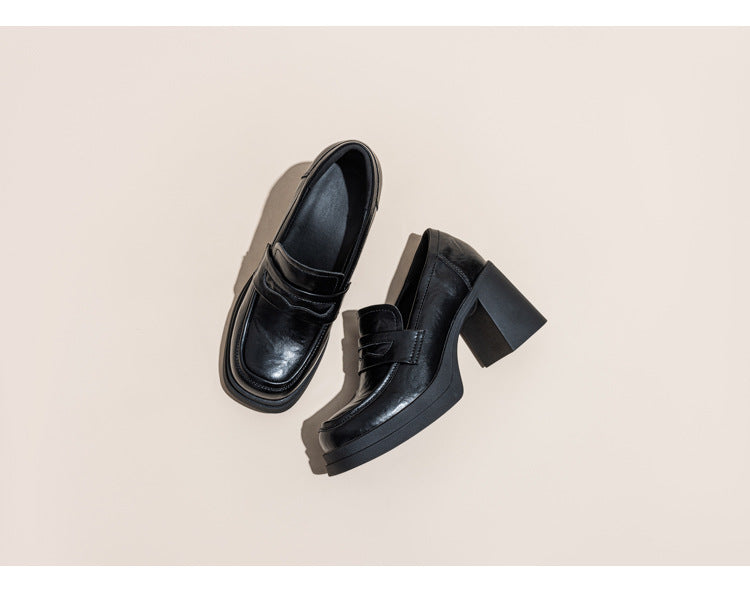 Thick Bottom Chunky Pumps Versatile British Loafers