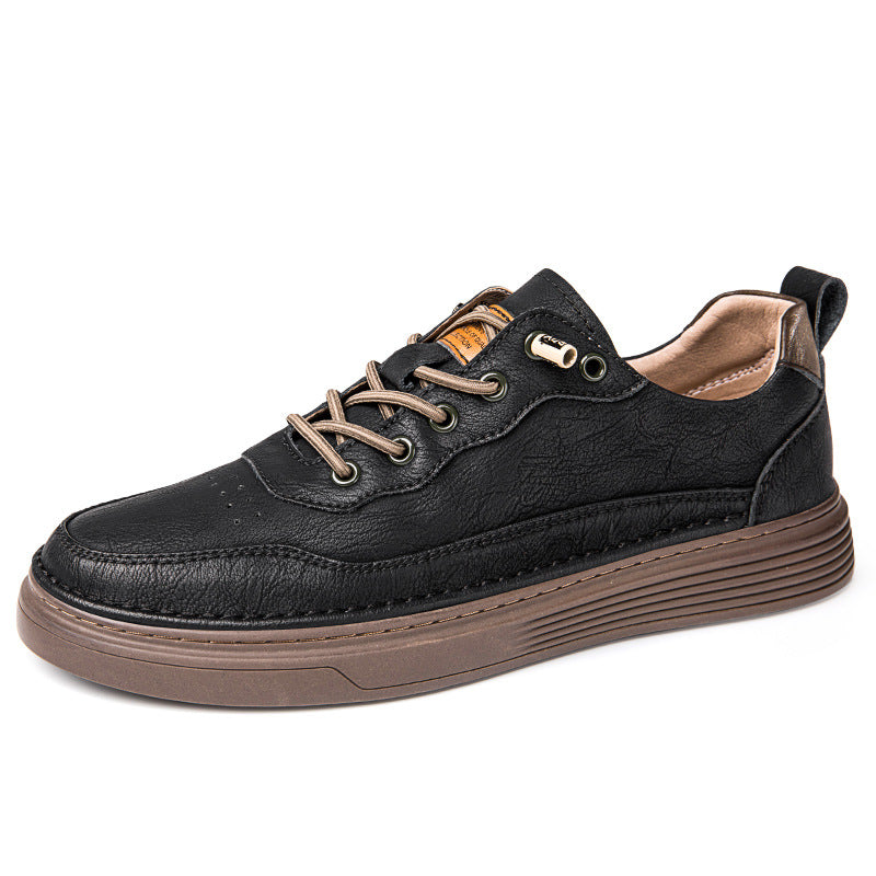 Men's Sports Cowhide Flat Korean Style Plus Sneakers