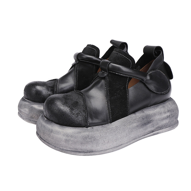 Women's Ancient Times Genuine Inside Outside Round Toe Thick Casual Shoes