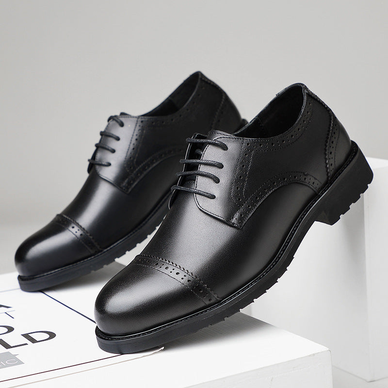 Men's First Layer Cowhide Soft Sole British Men's Business Leather Shoes