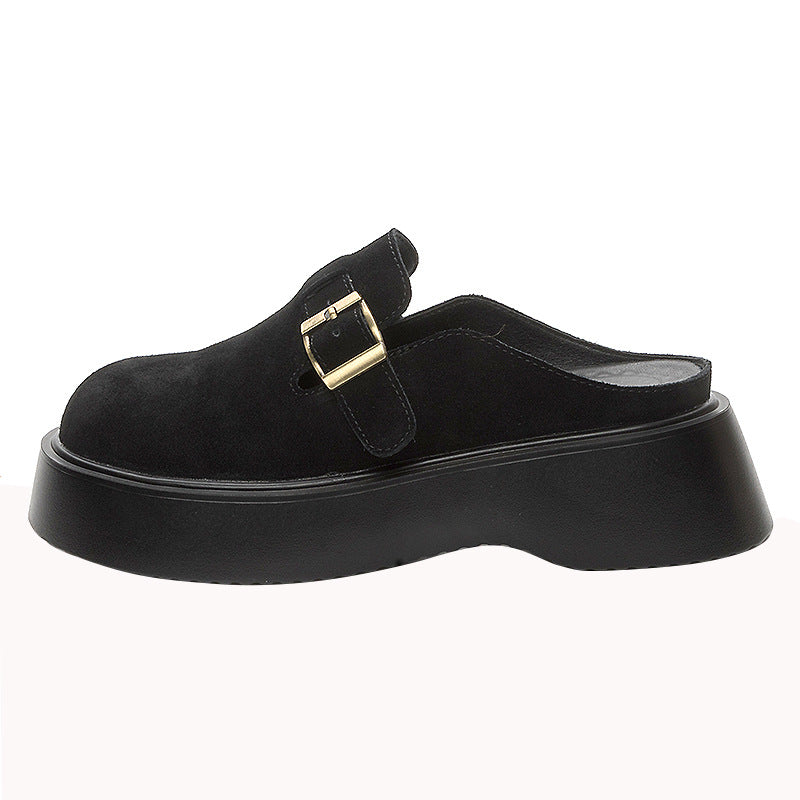 Women's Closed Toe Half Platform Solid Color Slippers