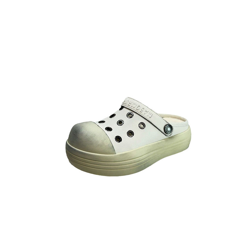 Cowhide Mickey Big Head Distressed Dirty Sandals