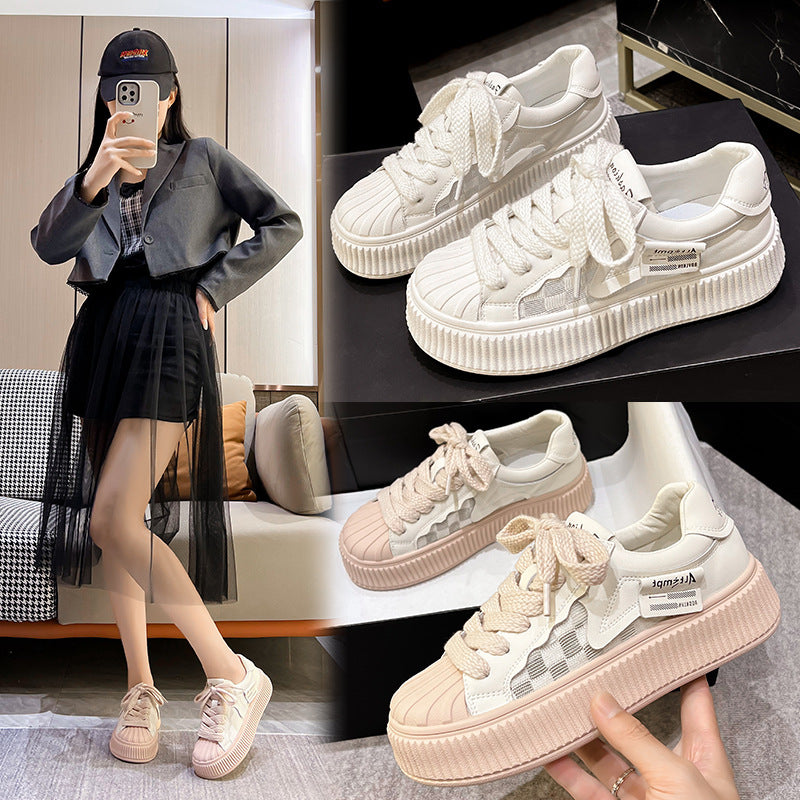 Women's Autumn Shell Toe Flat Korean Trendy Platform Leisure Sneakers