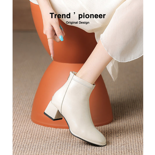 Women's Autumn Genuine Three Colors Black French Boots