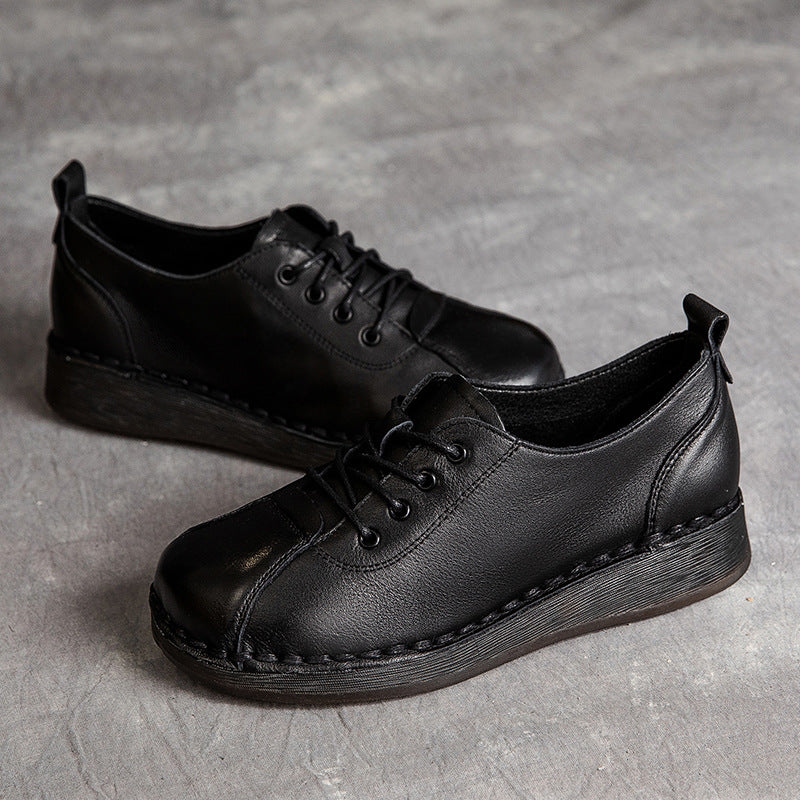 Colored Wedge Front Top Layer Cowhide Beef Casual Shoes