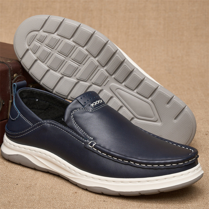 Men's Lightweight Antiskid First Layer Cowhide Soft Bottom Casual Shoes