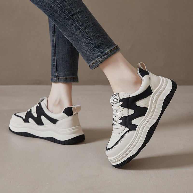 Women's White Autumn Thin Breathable Versatile Platform Sneakers