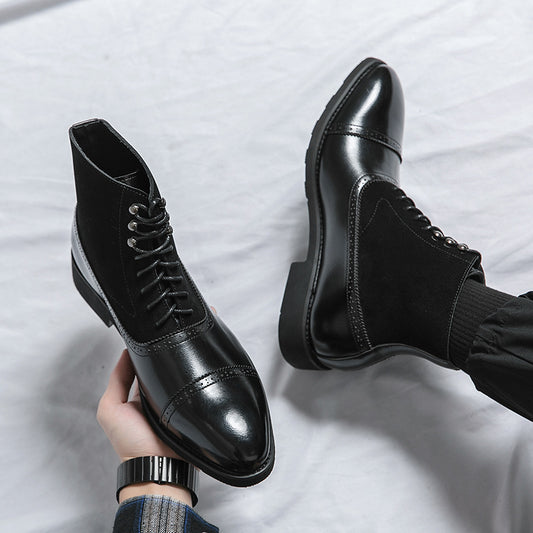 Men's Business Middle Tube Large Size Personalized Brushed Boots