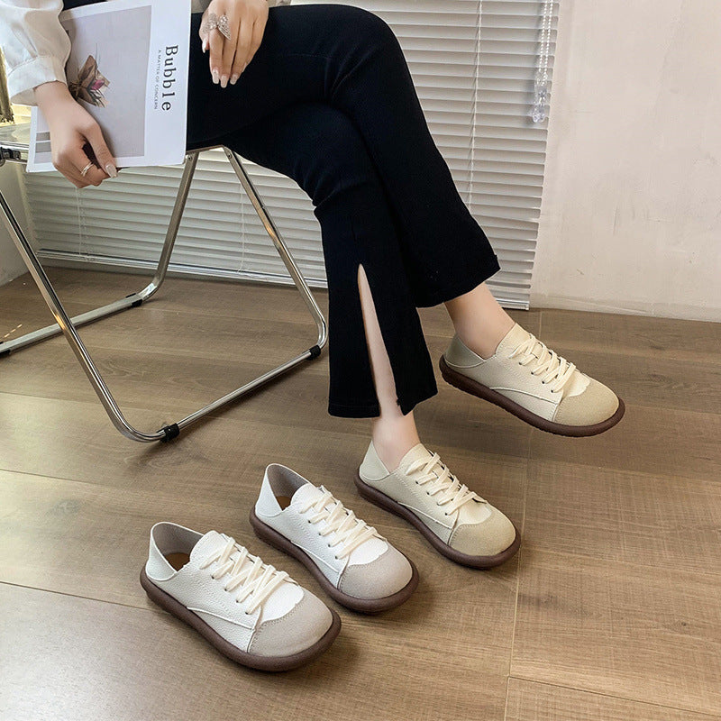 Women's Plus Size Real Pumps Flat Mori Style White Soft Women's Shoes