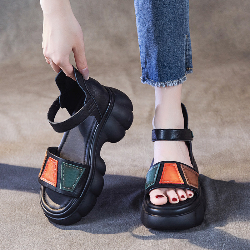 Women's First Layer Cowhide Summer Breathable Hollow Sandals