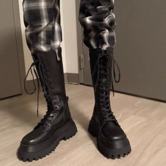 Zip Genuine Thick Bottom Martin Long Female Boots
