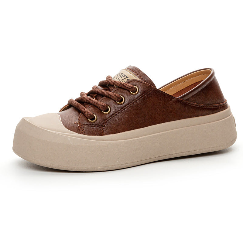 Women's White Autumn Retro Platform Oversized Sneakers