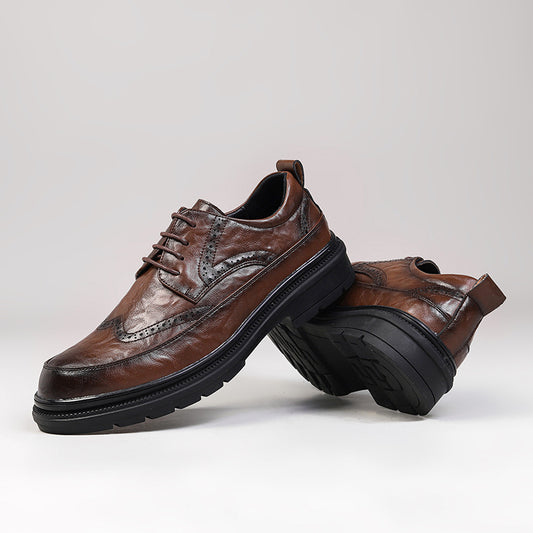 Men's Brown Formal Business British Wedding Leather Shoes