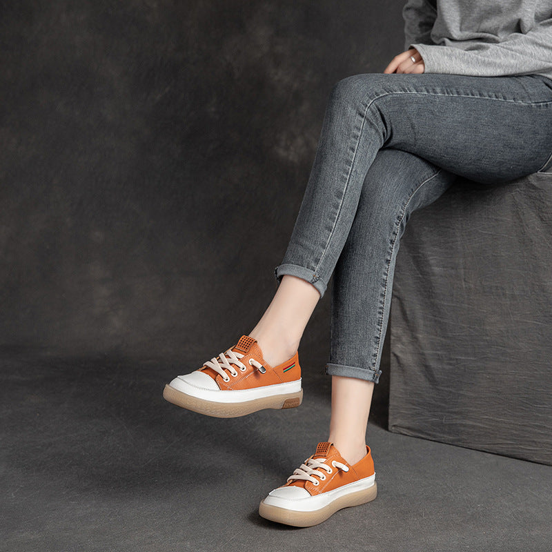 Women's Shu Autumn Low-cut Flat Pumps Round Toe White Solid Casual Shoes