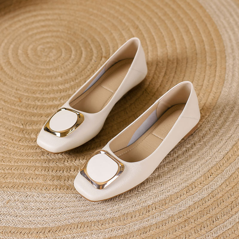 Women's Cowhide Version Flat Low-cut Authentic Pumps Soft Women's Fashion Shoes