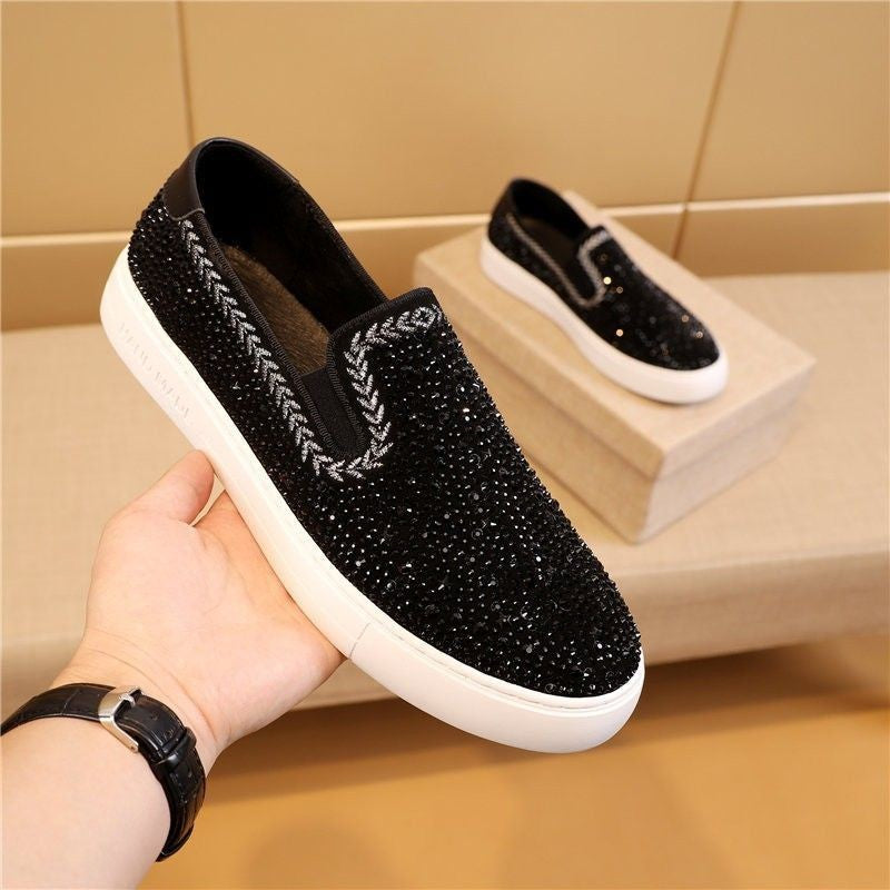 Men's Summer Rhinestone Korean Style British Fashion Canvas Shoes