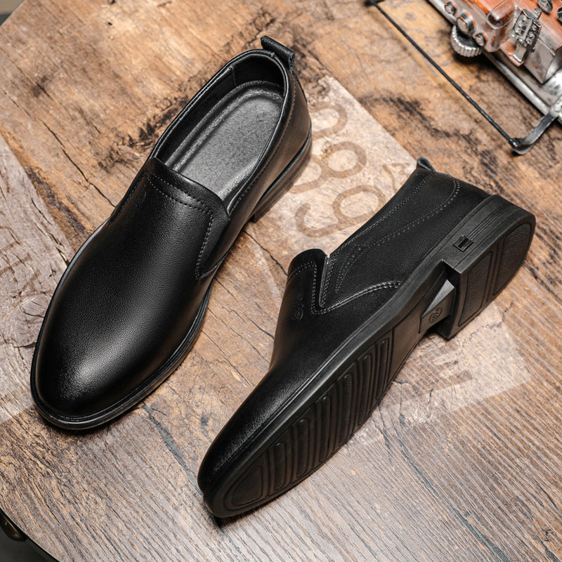 Men's Layer Cowhide Business Formal Wear Slip-on Leather Shoes