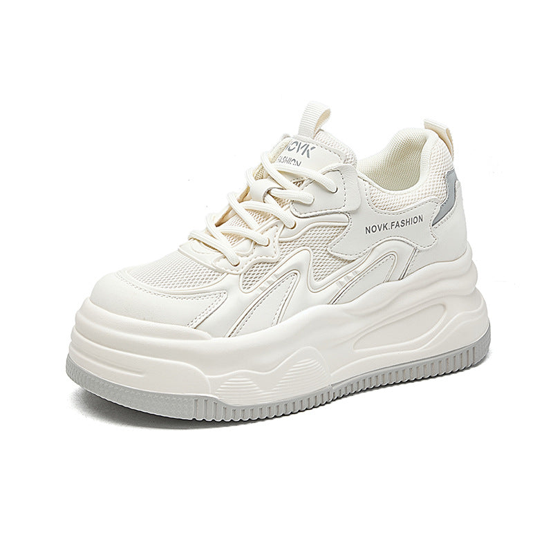 Women's Small Round Head Platform White Trendy Sneakers