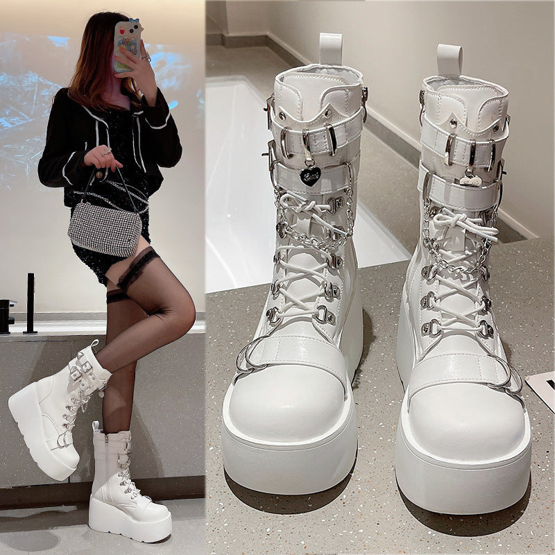 Women's Thick-soled Muffin Short Autumn Height Increasing Punk Martin Boots