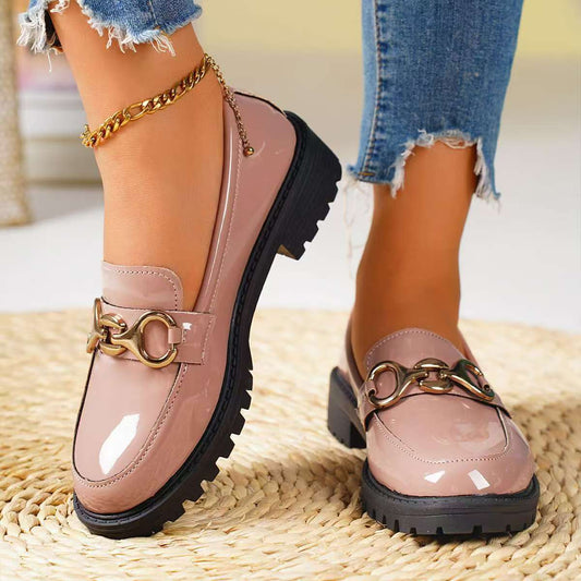 Women's British Style Chunky Round Toe Pumps Casual Shoes