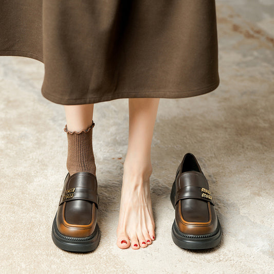 Preppy Style Slip-on All-inclusive Step-on Buckle Heels
