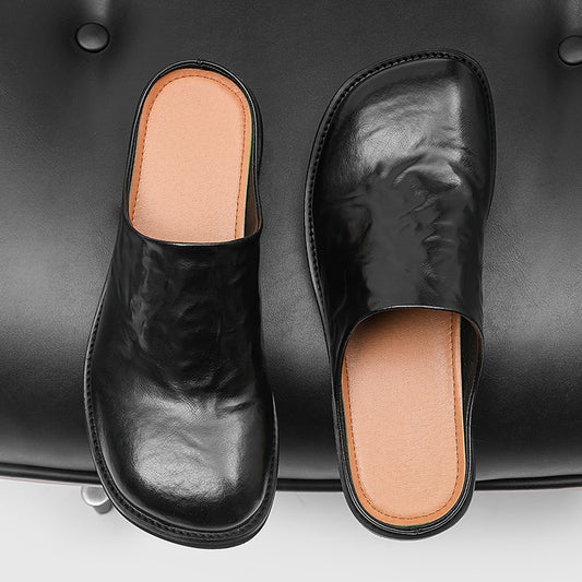 Men's Square Toe Half Slip-on Retro High-grade Sandals
