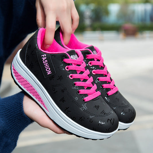 Women's Round Toe Sports Pumps Front Increased Casual Shoes