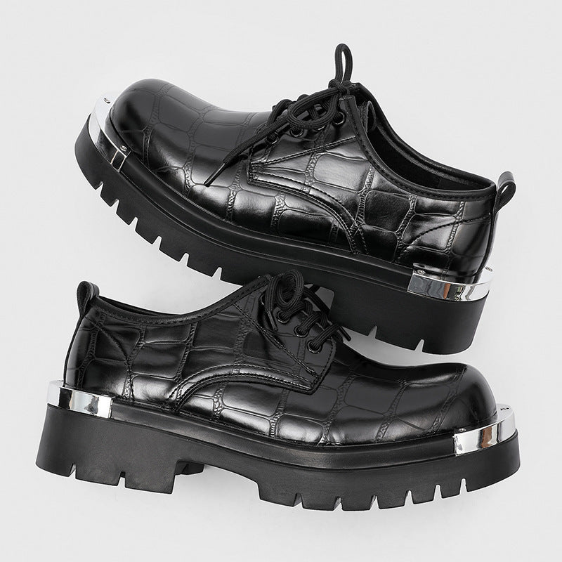 Men's Green British Style Big Head Trendy Men's Shoes