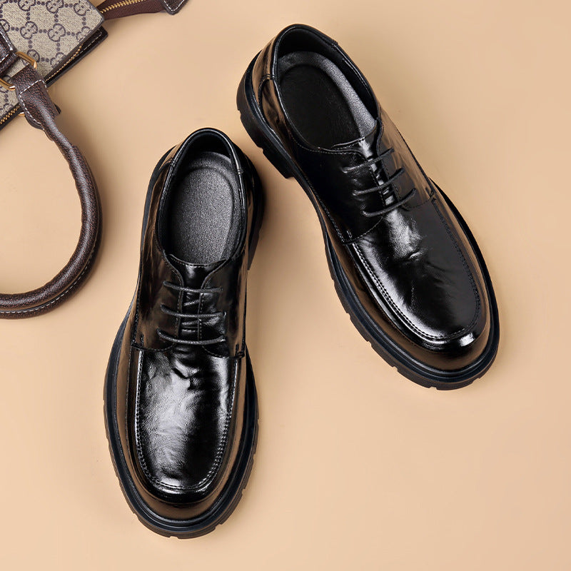 Men's Scratch Pattern First Layer Cowhide Formal Men's Shoes