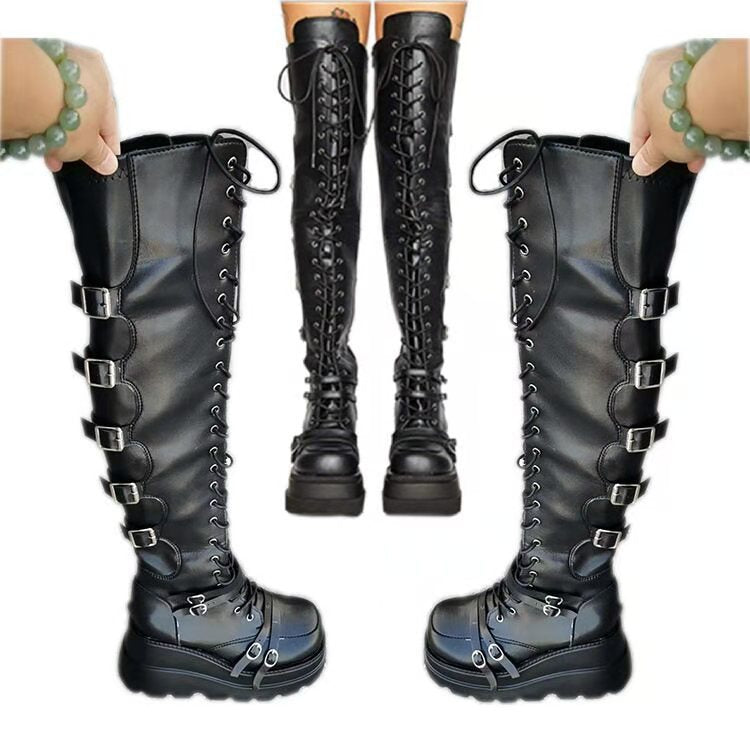 Over The Knee Winter Round Toe Wedge Boots